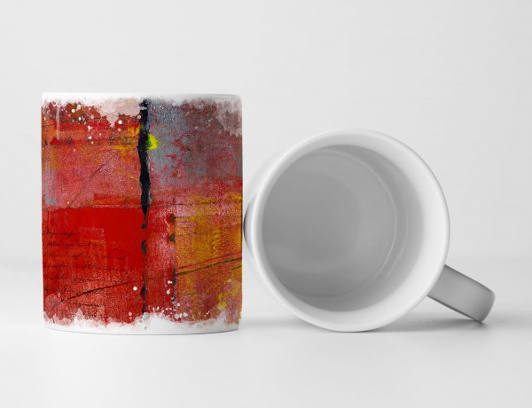 Paul Sinus Art Tasse Geschenk rot-orangene , graue Abstraktion + Aufschrift