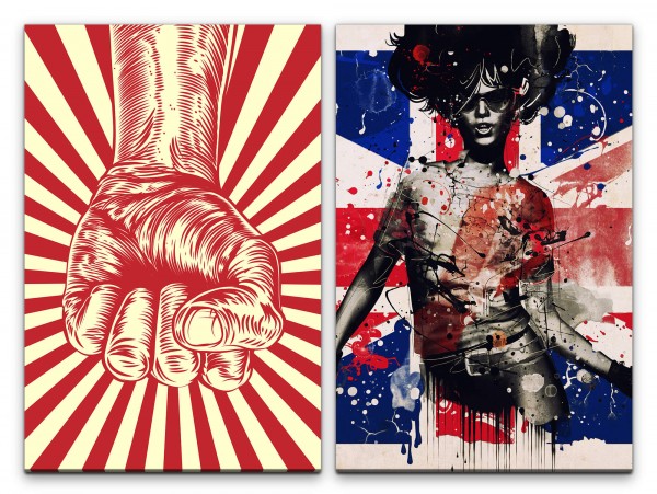 Paul Sinus Art 2 Bilder je 60x90cm Rot Revolution StreetArt England PopArt Sexy Woman