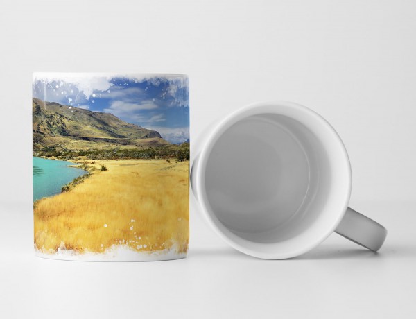 Paul Sinus Art Tasse Geschenk Landschaftsfotografie – Trockene Graslandschaft Pantagonien Chile