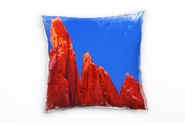 Paul Sinus Art Natur, Felsen, rot, blau Deko Kissen 40x40cm für Couch Sofa Lounge Zierkissen