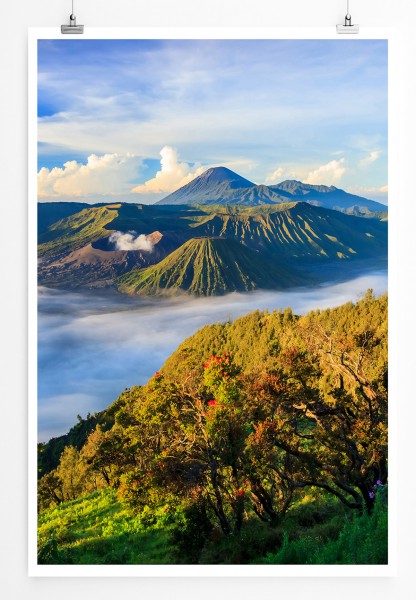 Paul Sinus Art 90x60cm Poster Mächtiger Bromo Vulkan bei Sonnenaufgang Indonesien