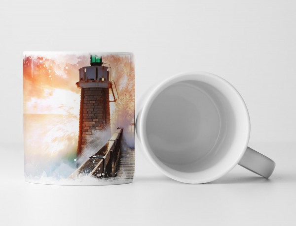 Paul Sinus Art Tasse Geschenk Landschaftsfotografie – Leuchtturm bei rauer See