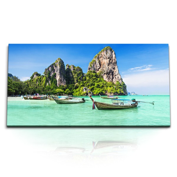 Paul Sinus Art Kunstdruck Bilder 120x60cm Thailand Insel Meer Ozean Sommer Türkis Boote