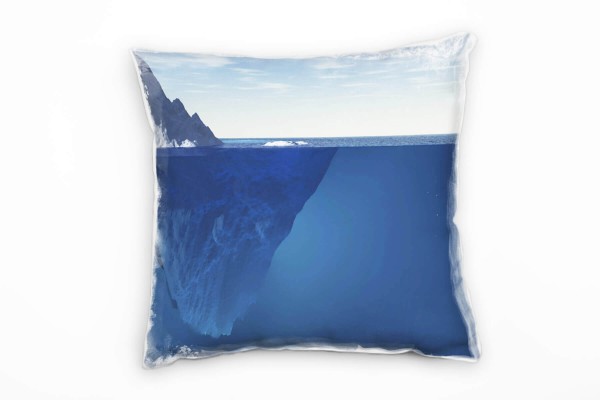 Paul Sinus Art Landschaften, Eisberg, Unterwasser, blau Deko Kissen 40x40cm für Couch Sofa Lounge Zierkissen