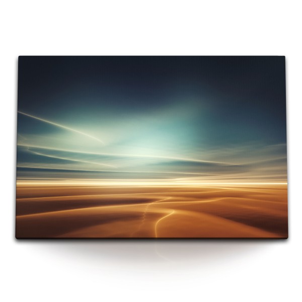 Paul Sinus Art 120x80cm Wandbild auf Leinwand Wüste Horizont Kunstvoll Sonnenuntergang Himmel