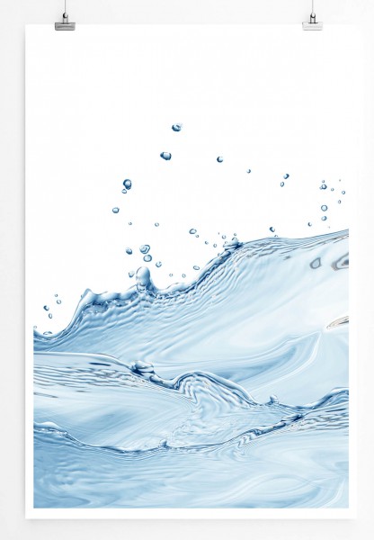 Paul Sinus Art Wasserspritzer in Hellblau und Grau 60x90cm Poster