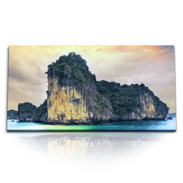 Paul Sinus Art Kunstdruck Bilder 120x60cm Halong Bucht Vietnam Klippen Felsen Meer