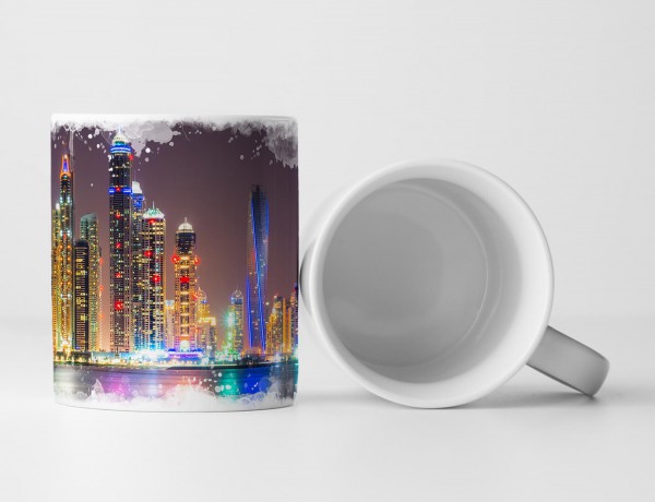 Paul Sinus Art Tasse Geschenk Urbane Fotografie – Leuchtendes Dubai bei Nacht