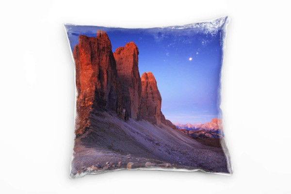 Paul Sinus Art Natur, orange, blau, Sonnenaufgang, Alpen, Italien Deko Kissen 40x40cm für Couch Sofa Lounge Zierkis