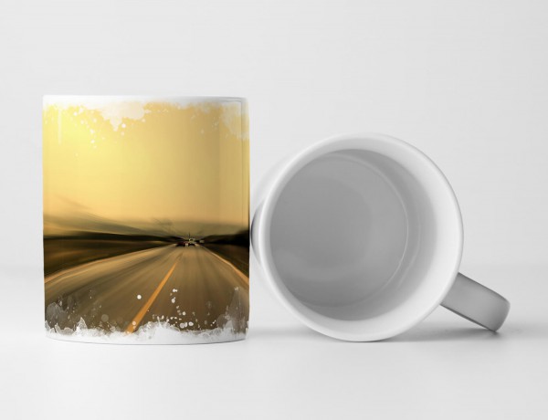 Paul Sinus Art Tasse Geschenk Landschaftsfotografie – Lange Autobahn