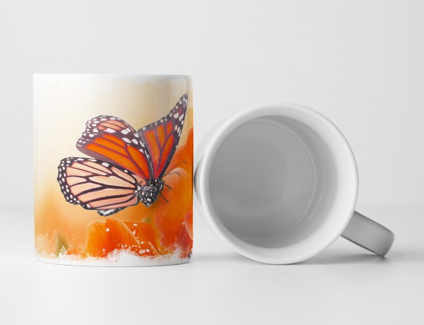 Paul Sinus Art Tasse Geschenk Naturfotografie – Rote Schmetterlinge und Blumen