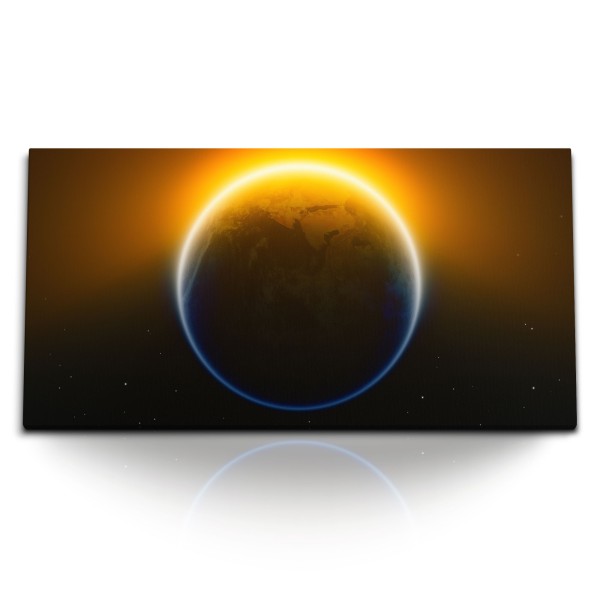 Paul Sinus Art Kunstdruck Bilder 120x60cm Weltall Erde Planet Sterne Sonnenstrahlen Kosmos