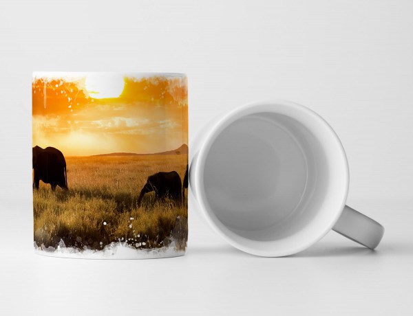 Paul Sinus Art Tasse Geschenk Elefantenfamilie in Afrika