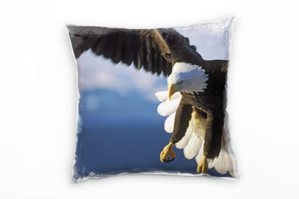 Paul Sinus Art Tiere, Weißkopfseeadler, blau, braun, weiß Deko Kissen 40x40cm für Couch Sofa Lounge Zierkissen