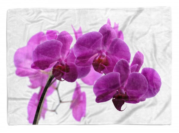 Paul Sinus Art Handtuch Strandhandtuch Saunatuch Kuscheldecke mit Fotomotiv Orchidee Blume Blü