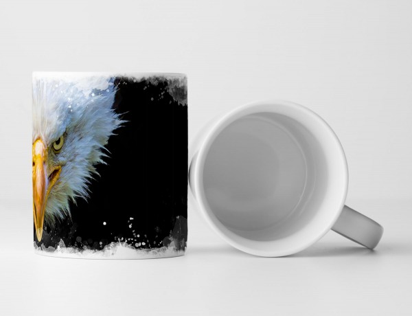 Paul Sinus Art Tasse Geschenk Tierfotografie - Adler vor schwarzem Hintergrund