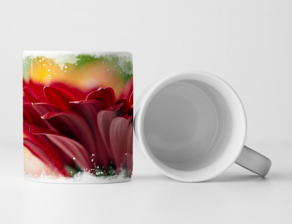 Paul Sinus Art Tasse Geschenk Naturfotografie – Rote Blumen mit orangem Hintergrund