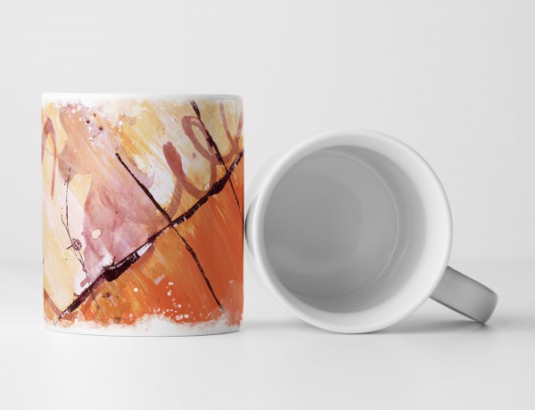 Paul Sinus Art Tasse Geschenk orange in blass-goldrute, schwarzen Streifen