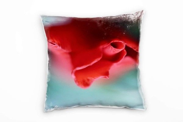 Paul Sinus Art Macro, Blumen, Blüte, rot, grün Deko Kissen 40x40cm für Couch Sofa Lounge Zierkissen