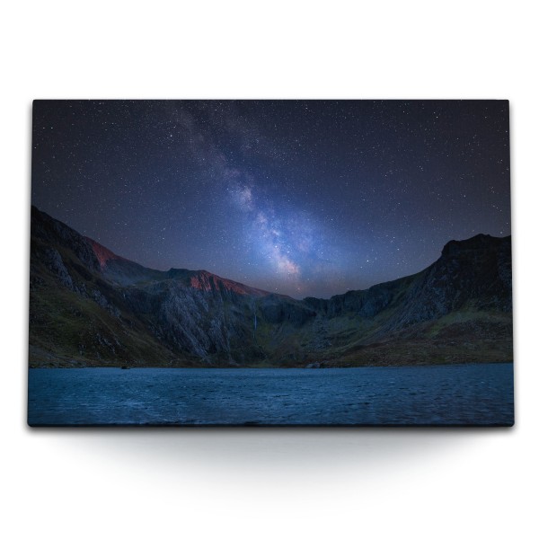 Paul Sinus Art 120x80cm Wandbild auf Leinwand Milchstraße Galaxie Astrofotografie Sternenhimmel Berge