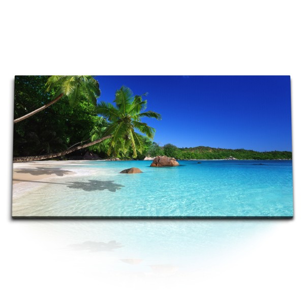 Paul Sinus Art Kunstdruck Bilder 120x60cm Palmen Strand Meer Sommer Sonne Traumstrand