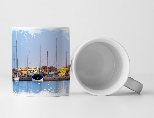 Paul Sinus Art Tasse Geschenk Landschaftsfotografie – Hafenbucht vor einer Stadt