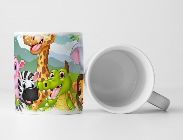 Paul Sinus Art Tasse Geschenk Kindermotiv – wilde Tiere im Dschungel Cartoon