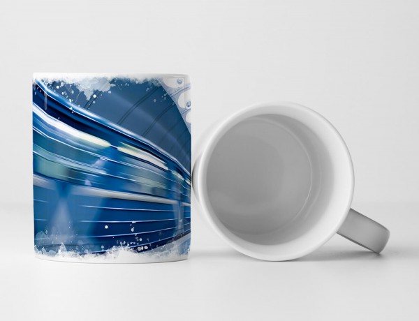 Paul Sinus Art Tasse Geschenk Urbane Fotografie – U-Bahn Station in Blau