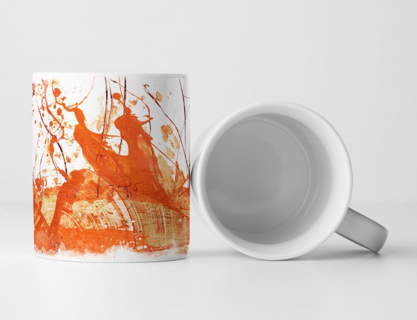 Paul Sinus Art Tasse Geschenk weißer Hintergrund, orangene Abstraktion/ Farbspritzer