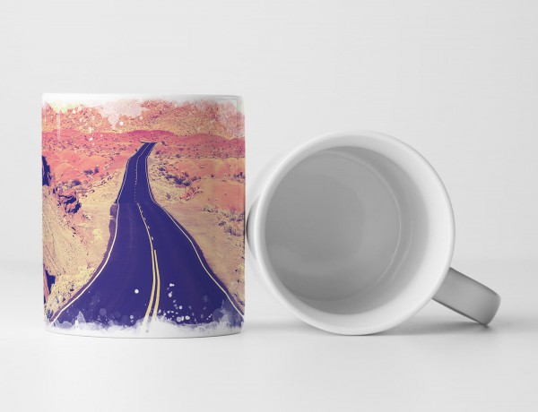 Paul Sinus Art Tasse Geschenk Landschaftsfotografie – Autobahn in Berglandschaft USA