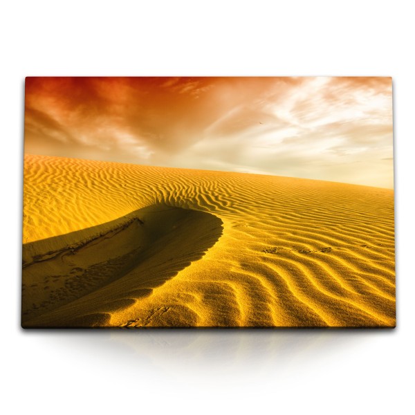 Paul Sinus Art 120x80cm Wandbild auf Leinwand Wüste Sand Sahara roter Himmel Wüstenlandschaft