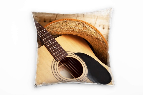 Paul Sinus Art künstlerische Fotografie, Gitarre, Countrymusik, braun Deko Kissen 40x40cm für Couch Sofa Lounge Zie