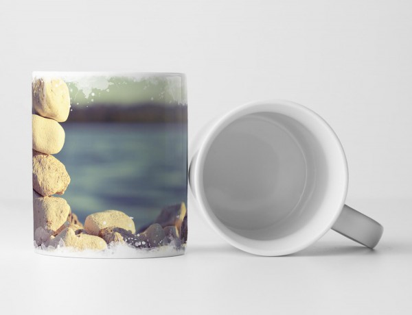 Paul Sinus Art Tasse Geschenk Naturfotografie – Turm aus Steinen am Meer