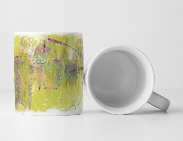 Paul Sinus Art Tasse Geschenk grüngelbe Grundierung; lachsrosa Abstraktionen