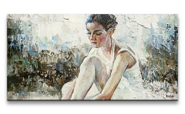 Paul Sinus Art Leinwandbild 120x60cm Ballerina Ballett Junge Frauen Tänzerin Malerisch Kunstvoll