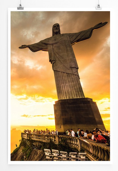 Paul Sinus Art 90x60cm Poster Touristen am Corcovado Hill Rio de Janeiro Brazil