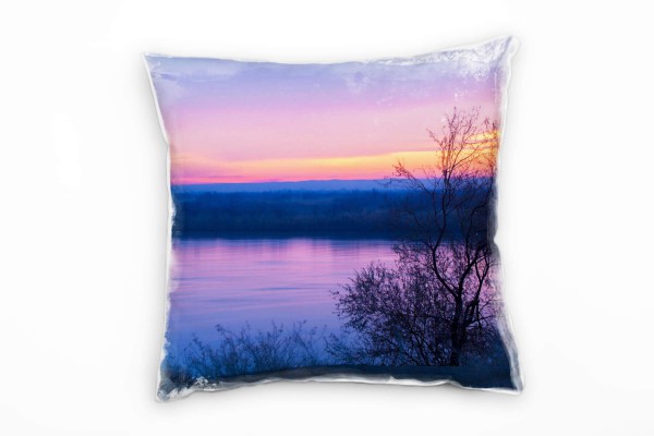 Paul Sinus Art Seen, Sonnenuntergang, lila, orange Deko Kissen 40x40cm für Couch Sofa Lounge Zierkissen