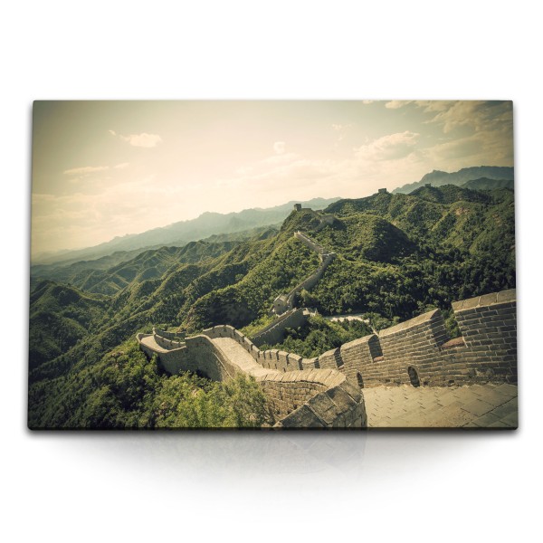 Paul Sinus Art 120x80cm Wandbild auf Leinwand Große chinesische Mauer Natur Berge Wälder