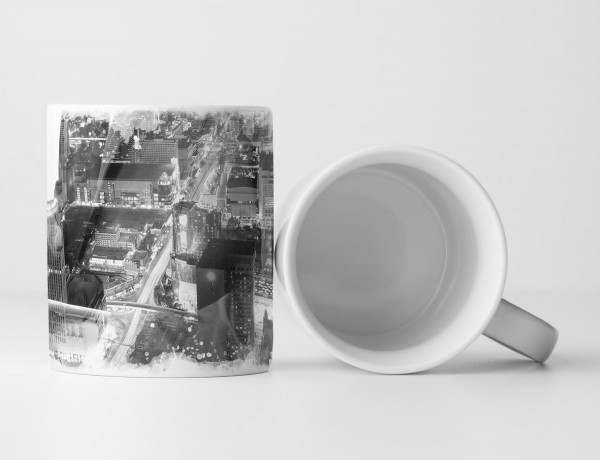 Paul Sinus Art Tasse Geschenk Abstrakte Fotografie – Doppelte Aufnahme eines Businessmannes in schwarz weiß