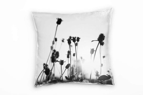 Paul Sinus Art Natur, Wiese, Sonnenschein, Blumen, grau Deko Kissen 40x40cm für Couch Sofa Lounge Zierkissen