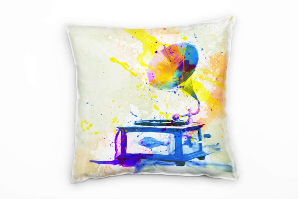 Paul Sinus Art Grammophon I Deko Kissen Bezug 40x40cm für Couch Sofa Lounge Zierkissen