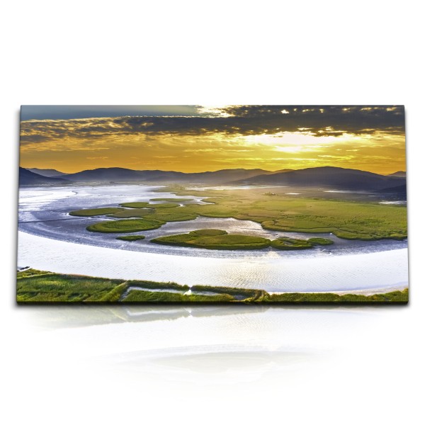 Paul Sinus Art Kunstdruck Bilder 120x60cm Bucht von Suncheon Süd Korea Sonnenuntergang Natur