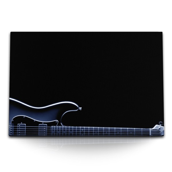 Paul Sinus Art 120x80cm Wandbild auf Leinwand E–Gitarre Gitarre Schwarz Kunstvoll Rock and Roll