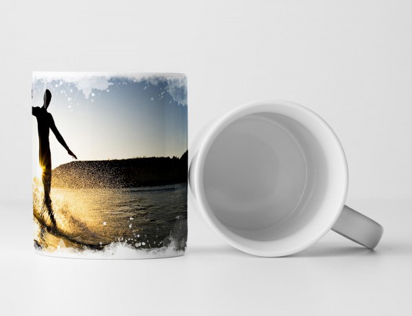 Paul Sinus Art Tasse Geschenk Landschaftsfotografie – Surfer beim Wellenreiten