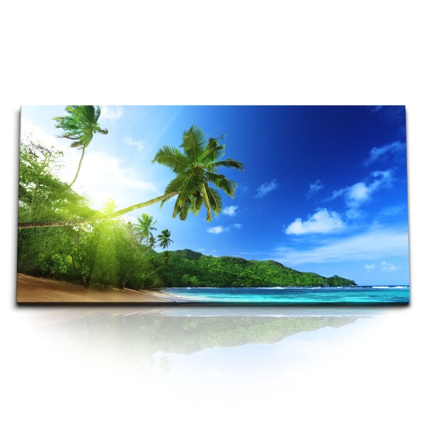 Paul Sinus Art Kunstdruck Bilder 120x60cm Traumstrand Palmen Sommer Meer Urlaub