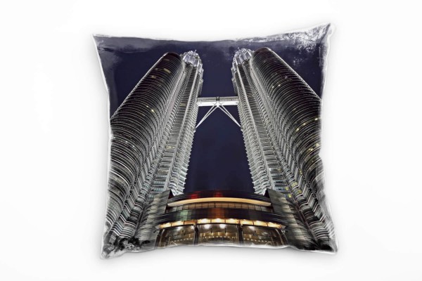 Paul Sinus Art Urban und City, blau, grau, Nacht, Wolkenkratzer Deko Kissen 40x40cm für Couch Sofa Lounge Zierkisse