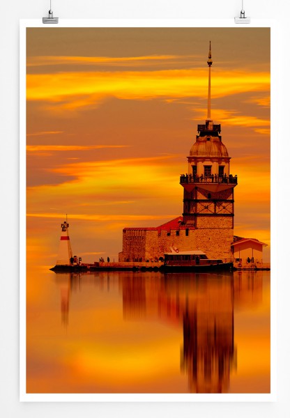 Paul Sinus Art 90x60cm Poster Istanbul Maiden Turm bei Sonnenaufgang