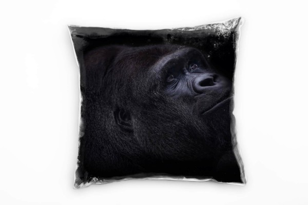 Paul Sinus Art Tiere, Gorilla, Portrait, schwarz Deko Kissen 40x40cm für Couch Sofa Lounge Zierkissen