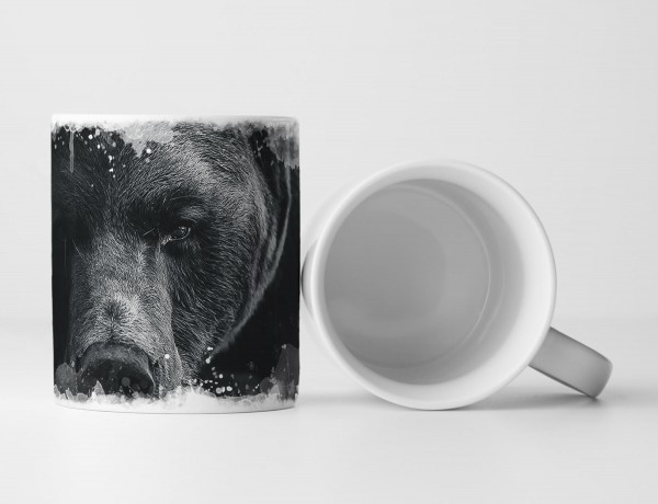 Paul Sinus Art Tasse Geschenk Braunbär in schwarz weiß