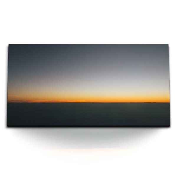 Paul Sinus Art Kunstdruck Bilder 120x60cm Horizont Abendrot Sonnenuntergang Minimal Grau